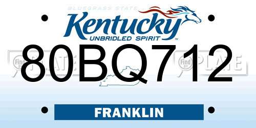 80BQ712 Kentucky License Plate