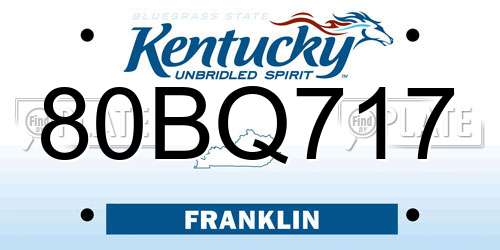 80BQ717 Kentucky License Plate
