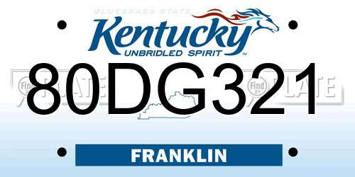 80DG321 Kentucky License Plate
