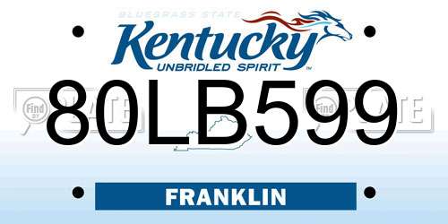 80LB599 Kentucky License Plate