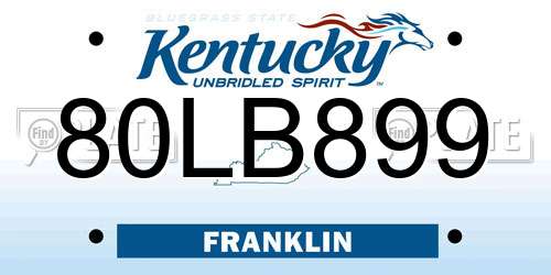 80LB899 Kentucky License Plate