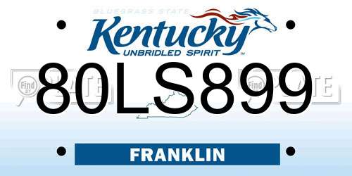 80LS899 Kentucky License Plate