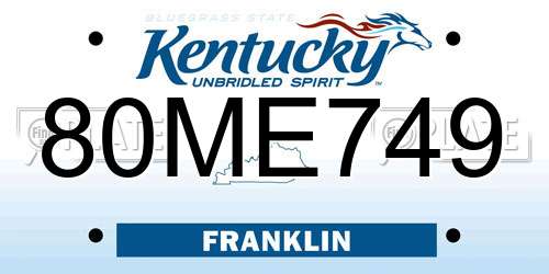 80ME749 Kentucky License Plate