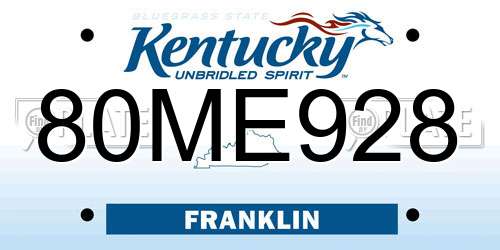 80ME928 Kentucky License Plate