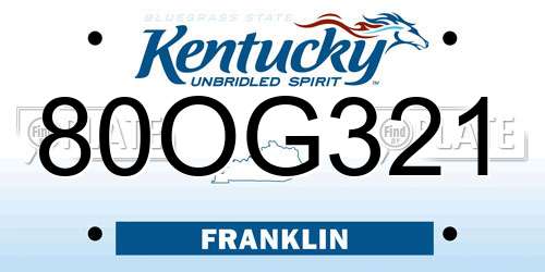 80OG321 Kentucky License Plate