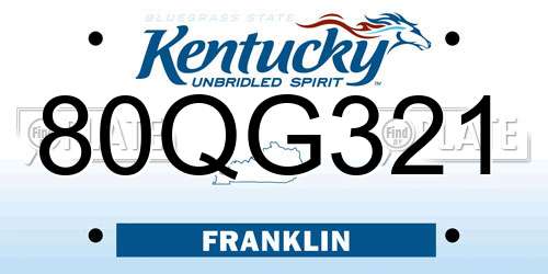80QG321 Kentucky License Plate