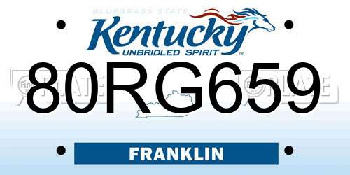 80RG659 Kentucky License Plate