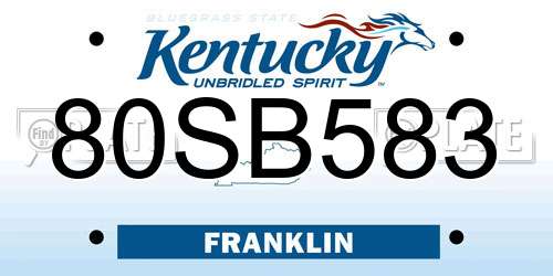 80SB583 Kentucky License Plate