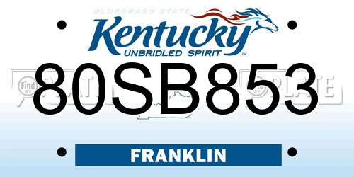80SB853 Kentucky License Plate