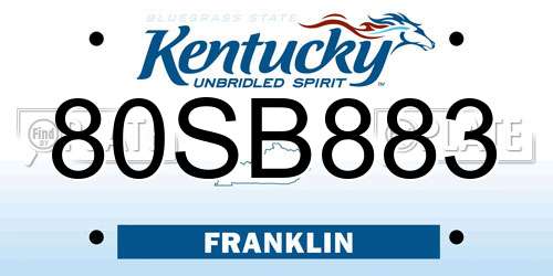 80SB883 Kentucky License Plate