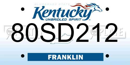 80SD212 Kentucky License Plate