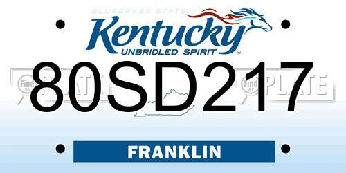 80SD217 Kentucky License Plate