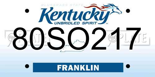 80SO217 Kentucky License Plate