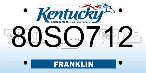 80SO712 Kentucky License Plate