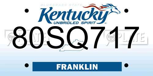 80SQ717 Kentucky License Plate