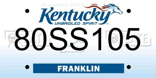 80SS105 Kentucky License Plate
