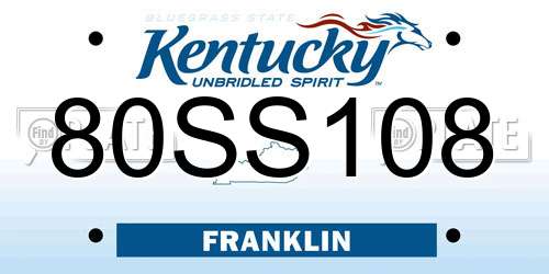 80SS108 Kentucky License Plate