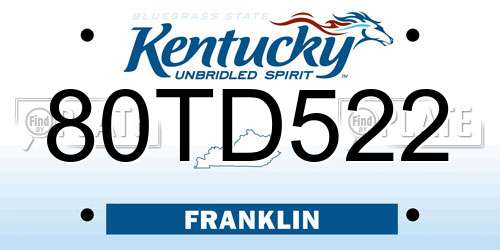 80TD522 Kentucky License Plate