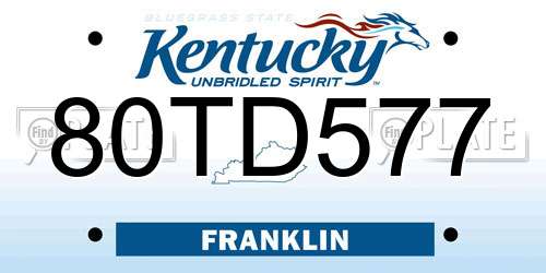 80TD577 Kentucky License Plate