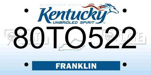 80TO522 Kentucky License Plate
