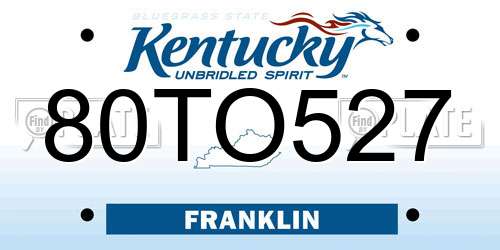 80TO527 Kentucky License Plate