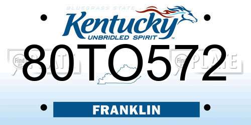80TO572 Kentucky License Plate