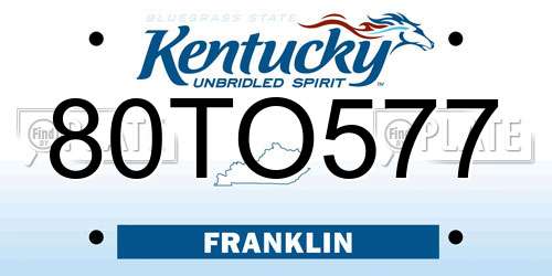 80TO577 Kentucky License Plate