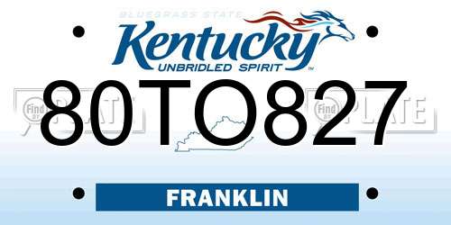 80TO827 Kentucky License Plate