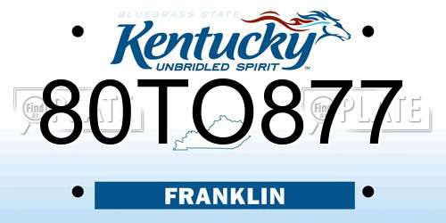 80TO877 Kentucky License Plate