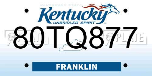80TQ877 Kentucky License Plate