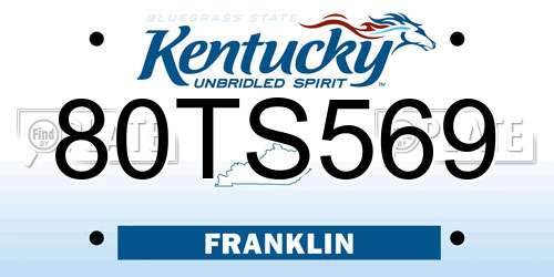 80TS569 Kentucky License Plate