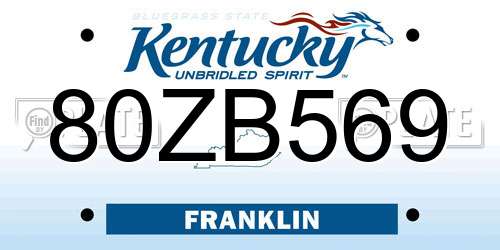80ZB569 Kentucky License Plate