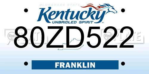80ZD522 Kentucky License Plate