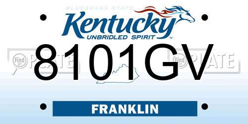 8101GV Kentucky License Plate
