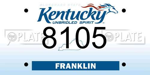8105 Kentucky License Plate