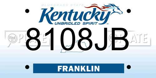 8108JB Kentucky License Plate