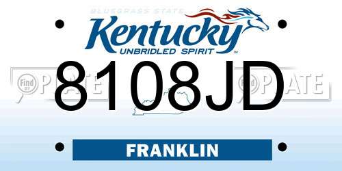 8108JD Kentucky License Plate