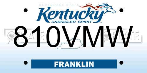 810VMW Kentucky License Plate