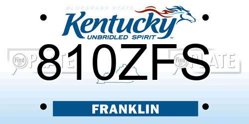 810ZFS Kentucky License Plate