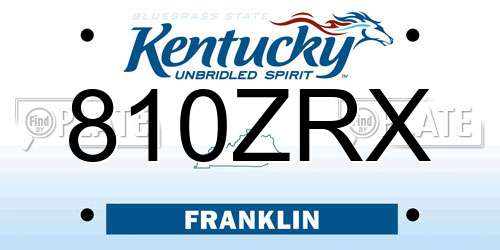 810ZRX Kentucky License Plate