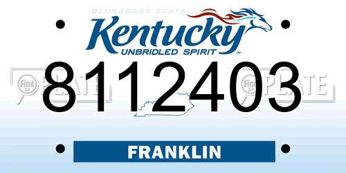 8112403 Kentucky License Plate