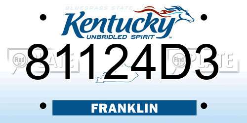 81124D3 Kentucky License Plate