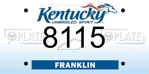 8115 Kentucky License Plate
