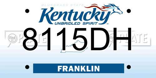 8115DH Kentucky License Plate
