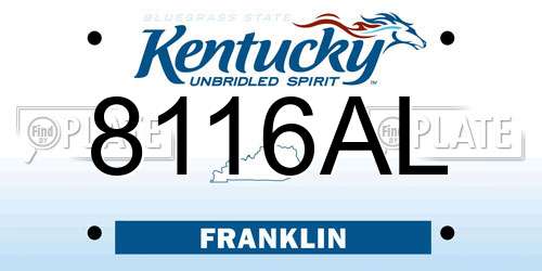 8116AL Kentucky License Plate