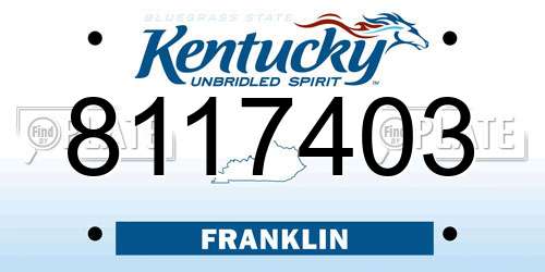 8117403 Kentucky License Plate