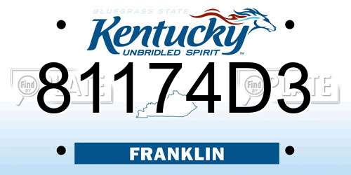 81174D3 Kentucky License Plate