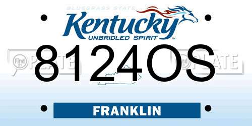 8124OS Kentucky License Plate