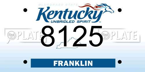 8125 Kentucky License Plate