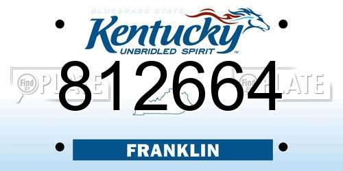812664 Kentucky License Plate